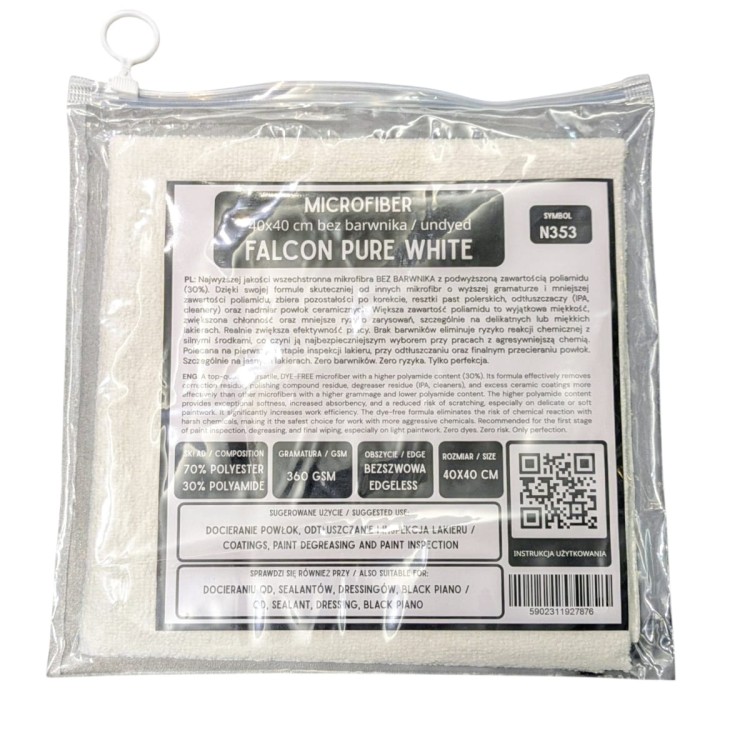Price Drop Mikrofibra Bezszwowa Falcon Pure White 360GSM 40x40
