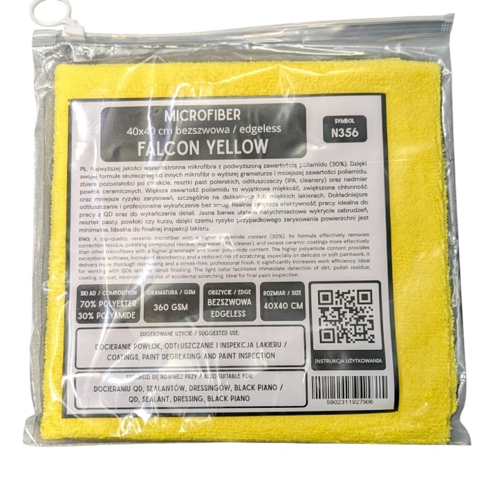 Price Drop Mikrofibra Bezszwowa Falcon Yellow 360GSM 40x40